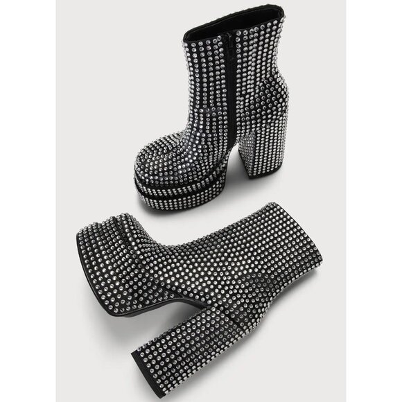 🕺💿💋STUNNING 70s GLAM!💋💿🕺Disco Fever Studio 54 Rhinestone Platform Boots - Picture 8 of 16